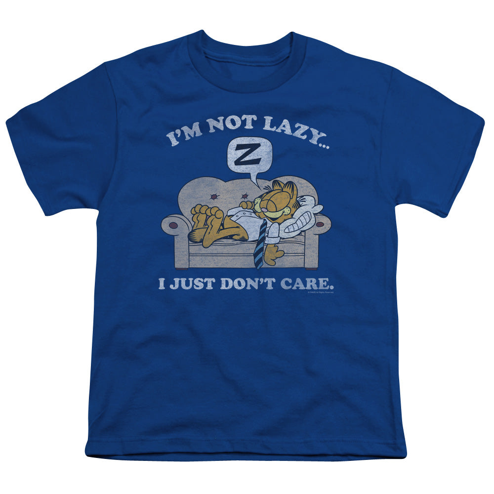 Garfield Not Lazy Kids Youth T Shirt Royal Blue