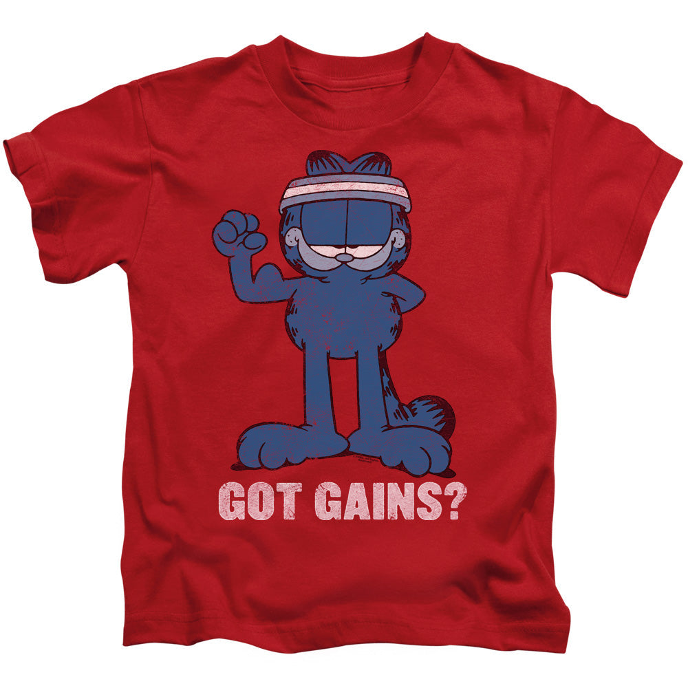 Garfield Got Gains Juvenile Kids Youth T Shirt Red