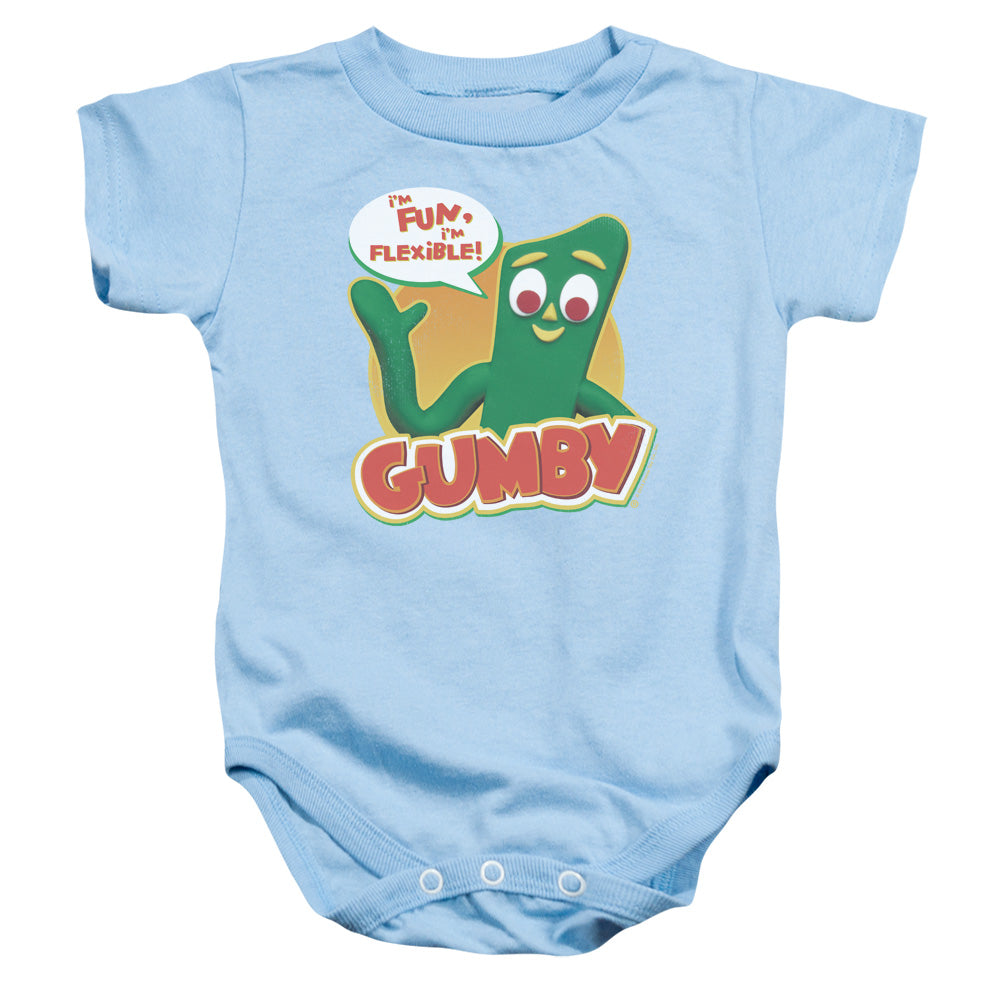 Gumby Fun & Flexible Infant Baby Snapsuit Light Blue