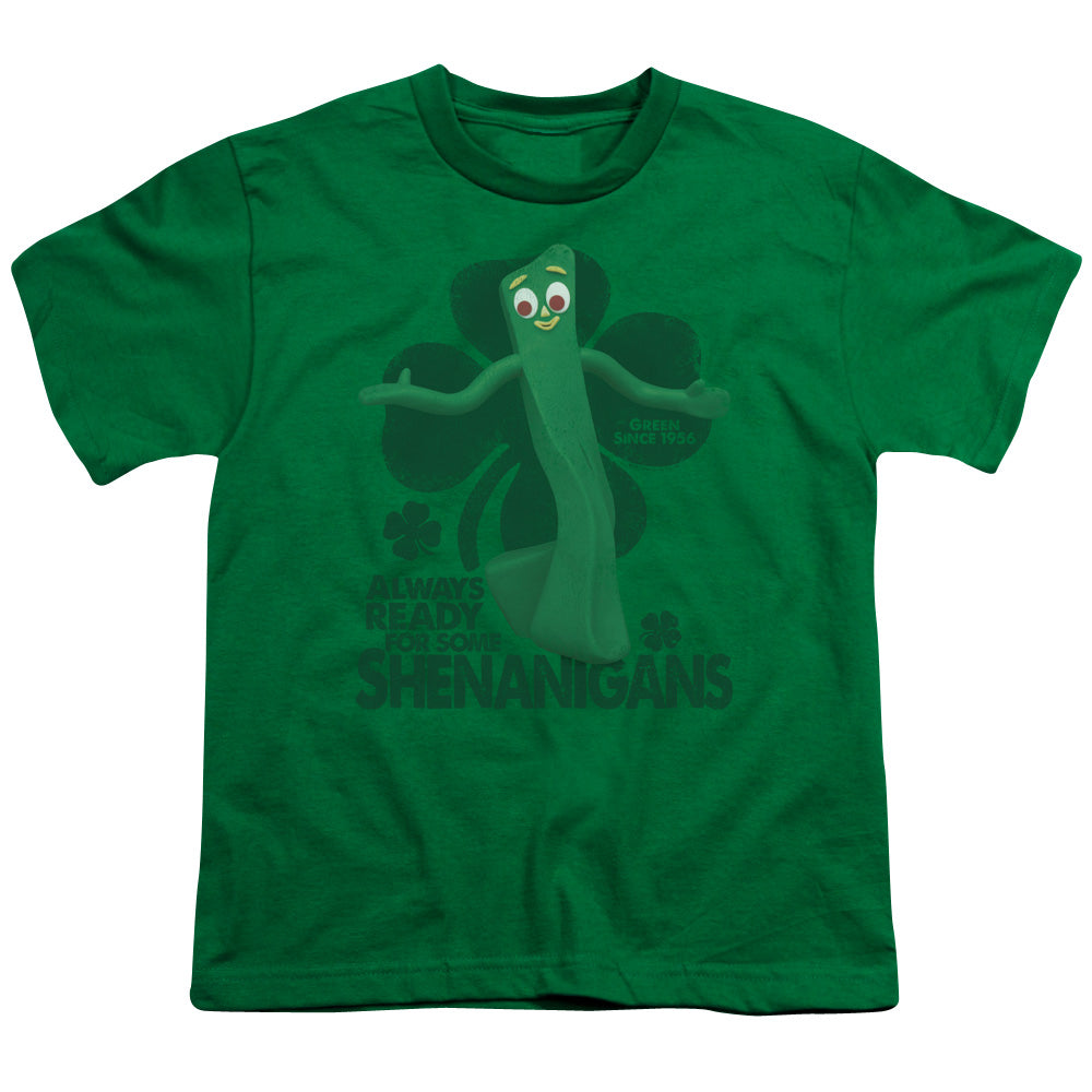 Gumby Shenanigans Kids Youth T Shirt Kelly Green