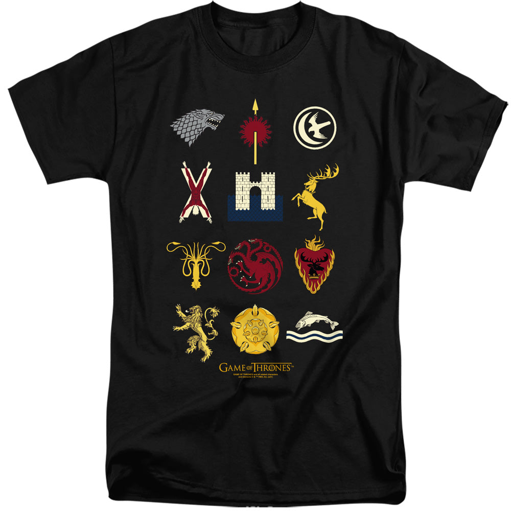 Game Of Thrones House Sigils Mens Tall T Shirt Black Officially Licensed