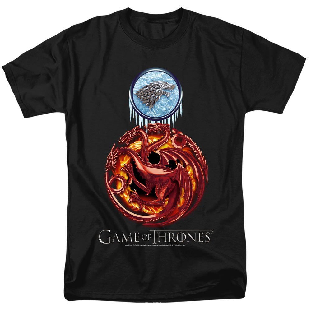 Game Of Thrones Combined Targaryn And Stark Mens T Shirt Black Officially Licensed