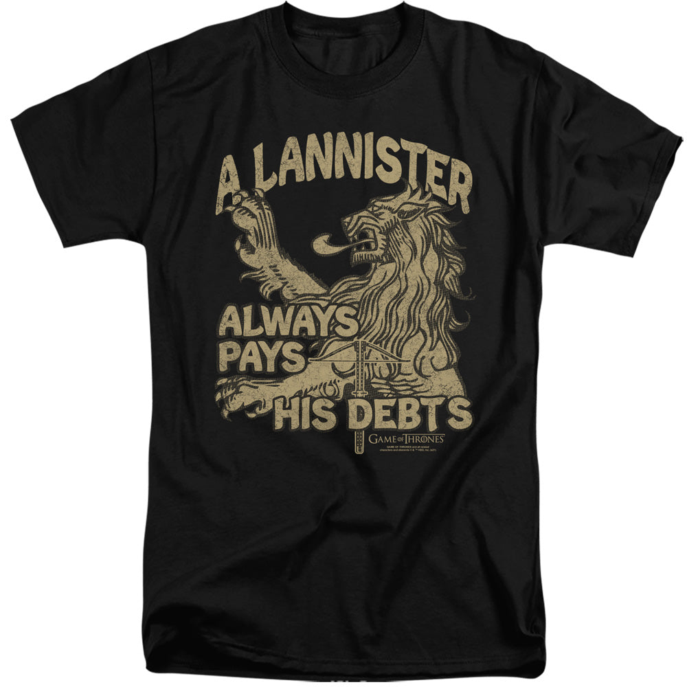 Game Of Thrones Debts Mens Tall T Shirt Black Officially Licensed