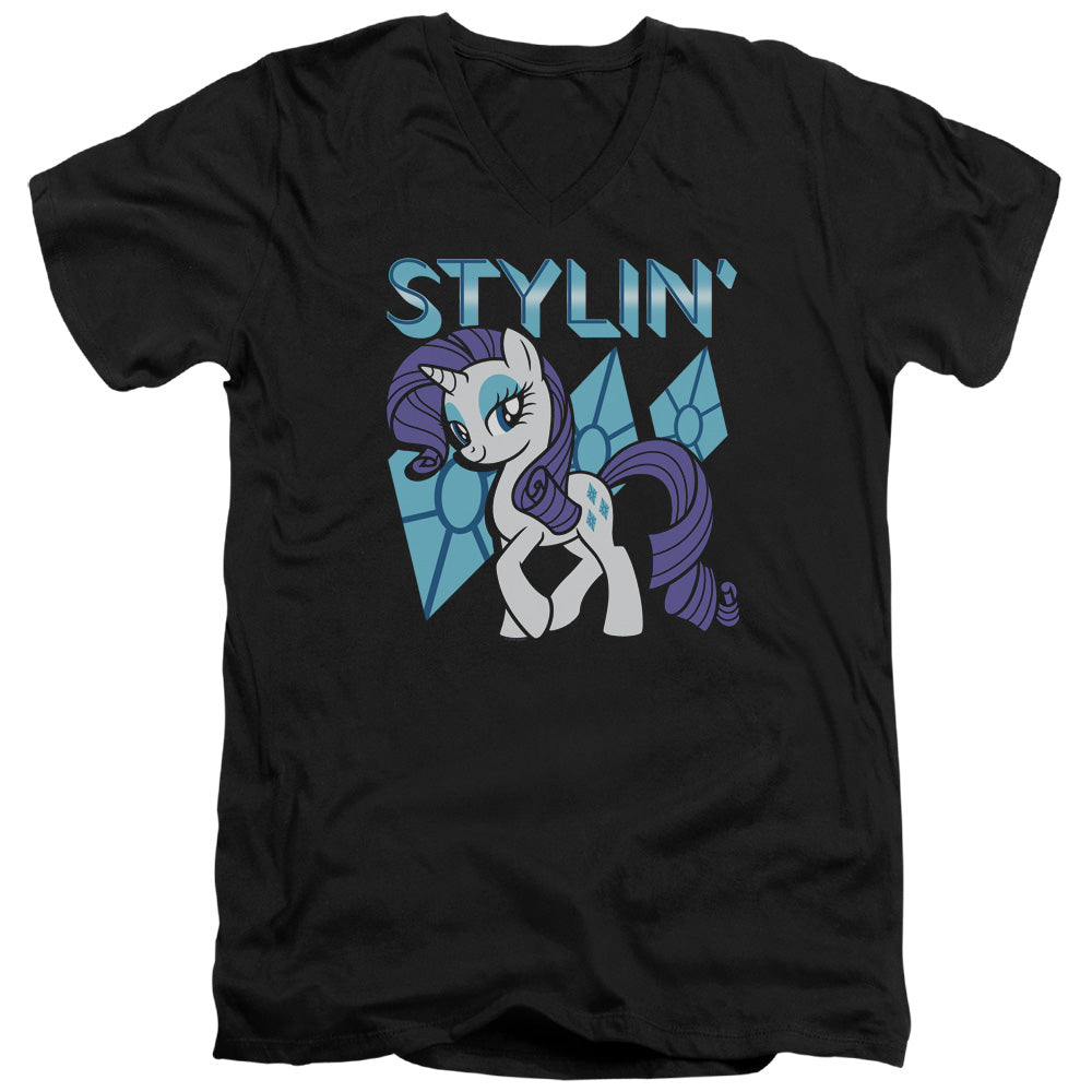 My Little Pony Tv Stylin Mens Slim Fit V-Neck T Shirt Black Officially Licensed