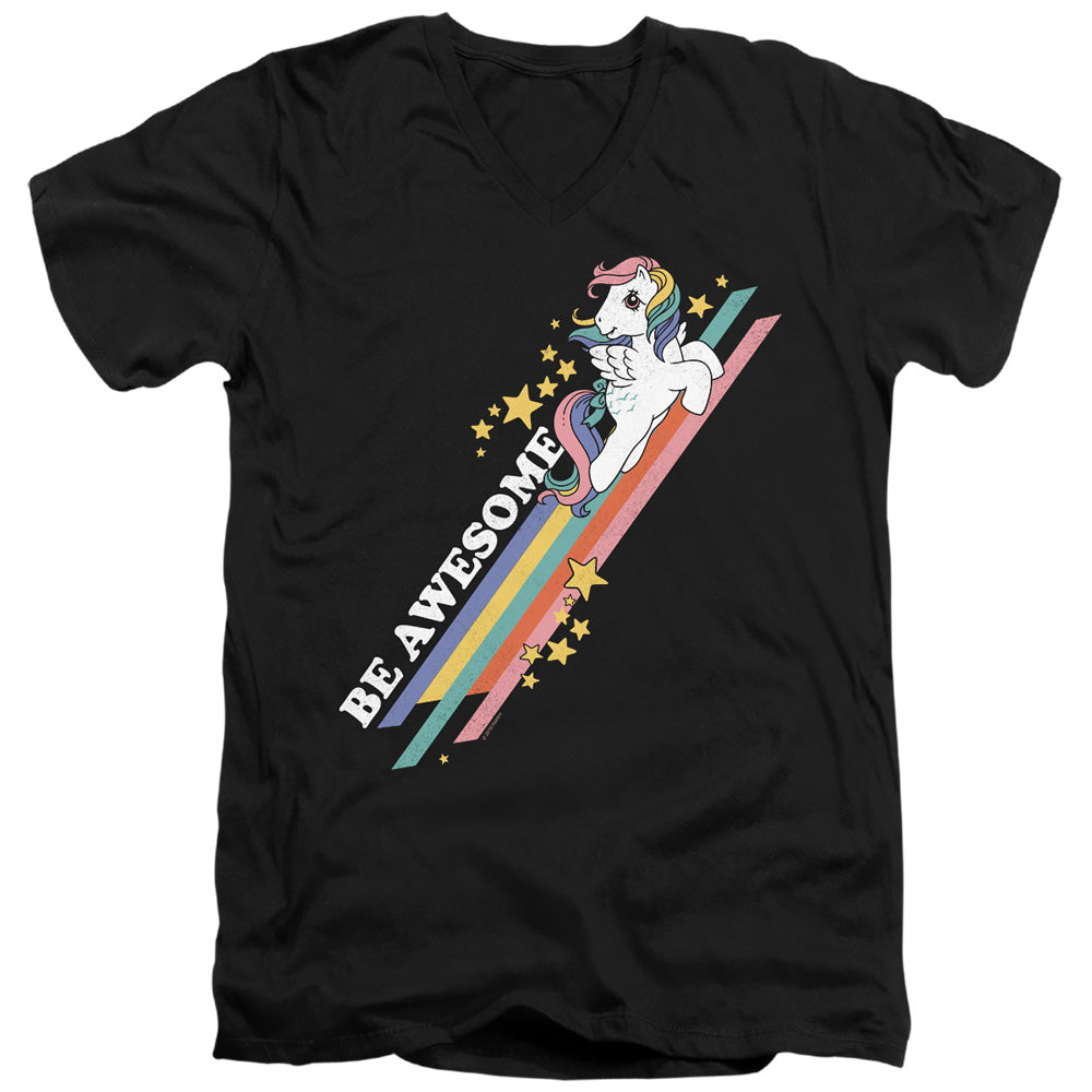 My Little Pony Retro Be Awesome Mens Slim Fit V-Neck T Shirt Black Officially Licensed