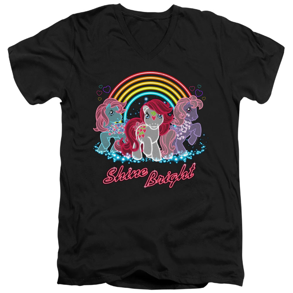 My Little Pony Retro Neon Ponies Mens Slim Fit V-Neck T Shirt Black Officially Licensed