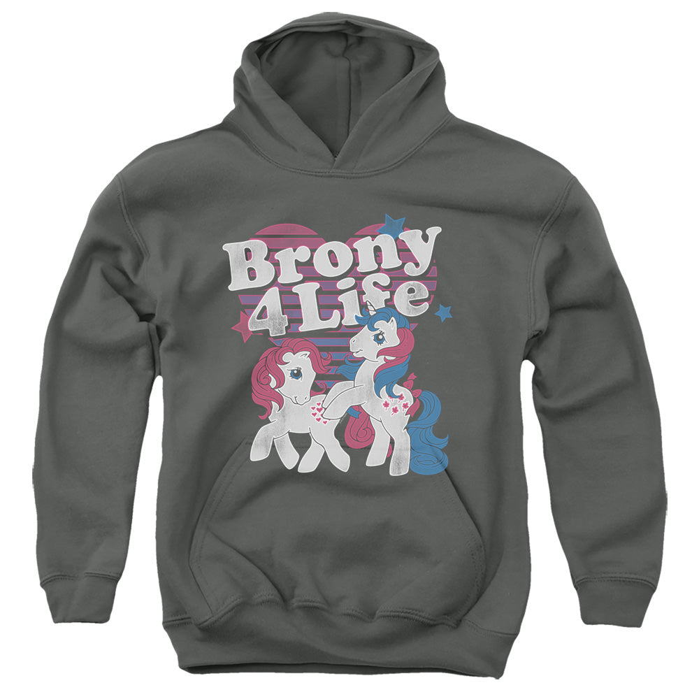 My Little Pony Retro Brony 4 Life Kids Youth Hoodie Charcoal Officially Licensed