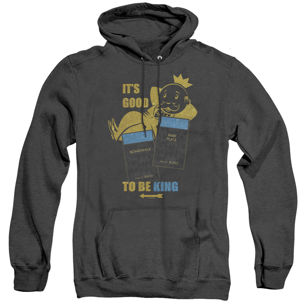 Monopoly Its Good To Be King No Logo Mens Heather Hoodie Black Officially Licensed