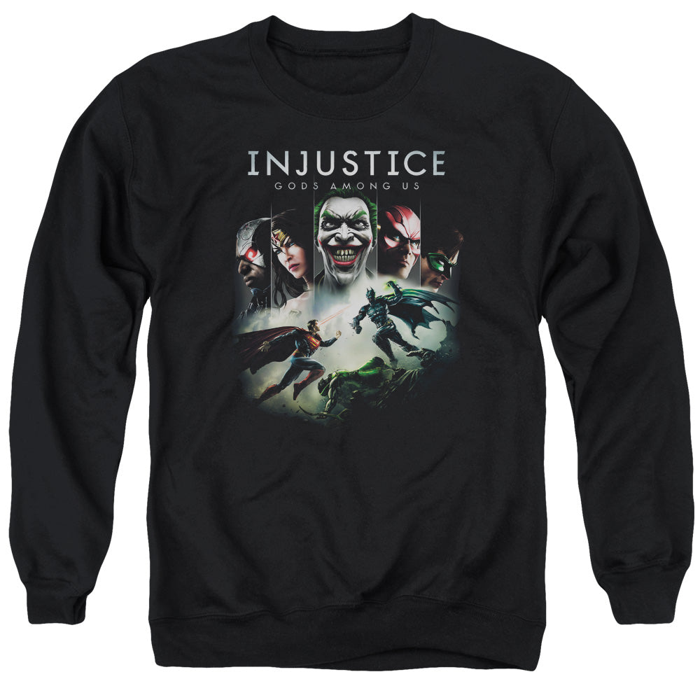 Injustice Gods Among Us Key Art Mens Crewneck Sweatshirt Black
