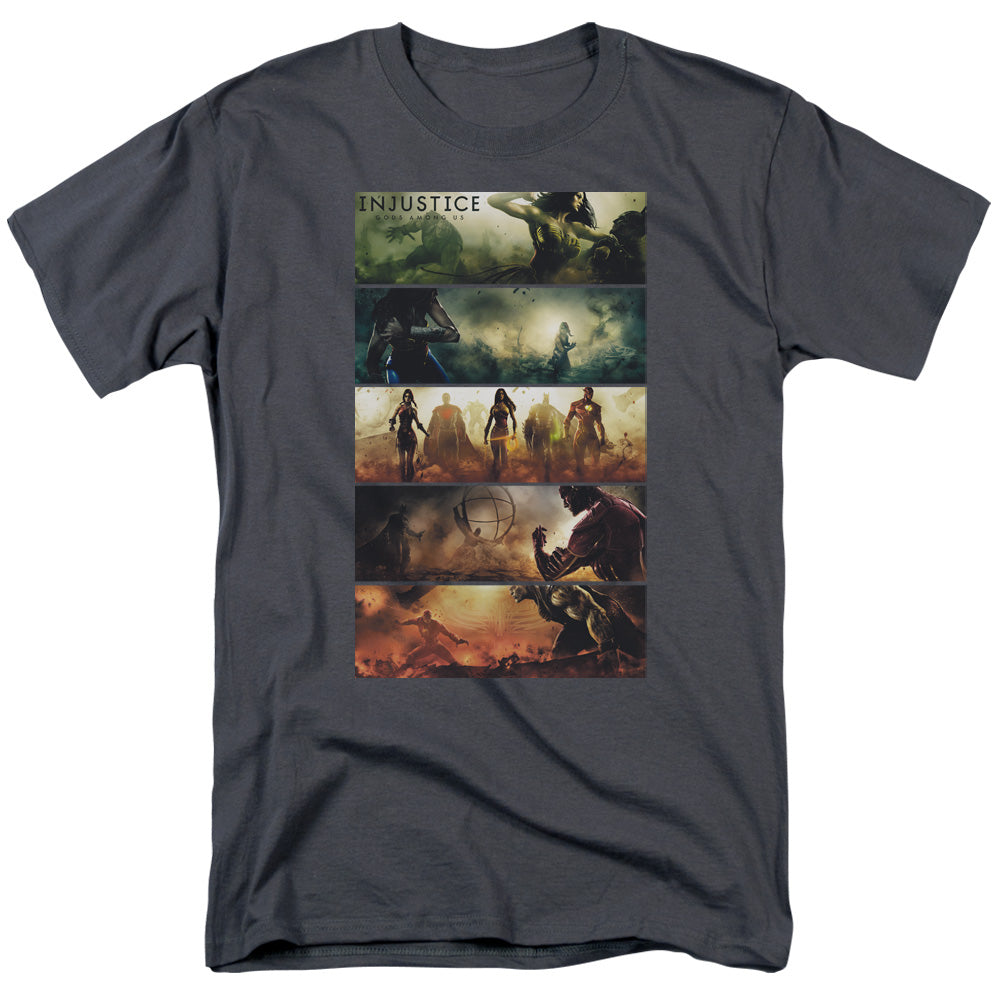 Injustice Gods Among Us Panels Mens T Shirt Charcoal Officially Licensed