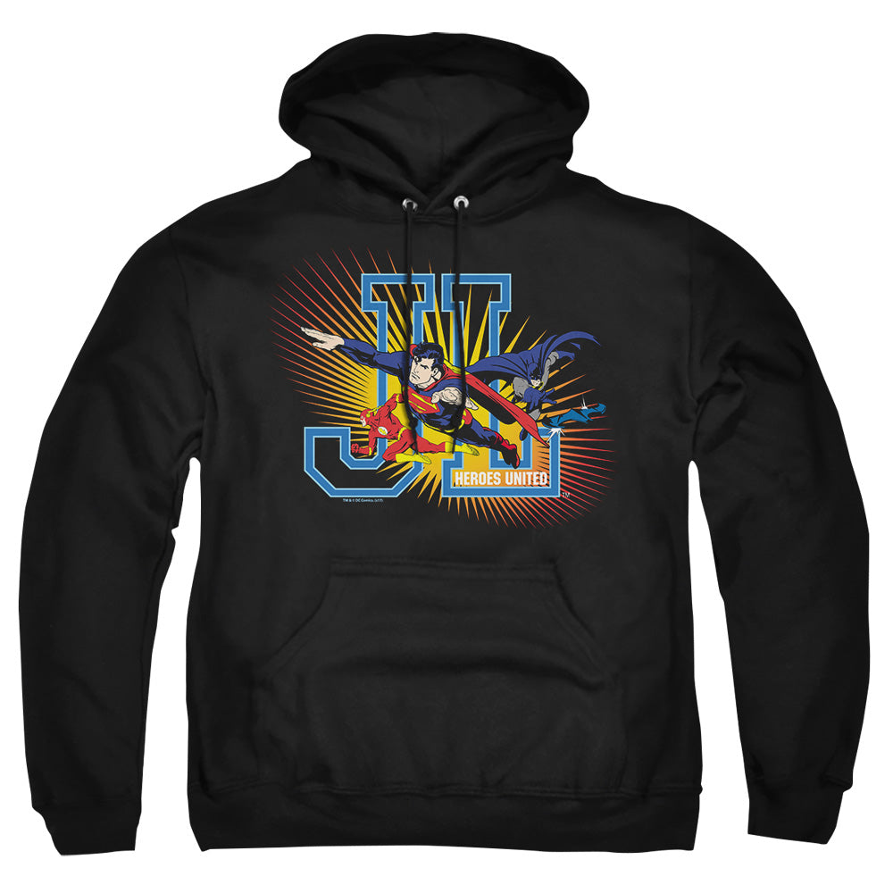 Justice League Of America Heroes United Mens Hoodie Black Officially Licensed