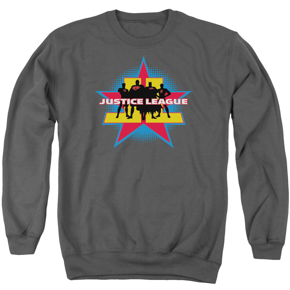 Justice League Stand Tall Mens Crewneck Sweatshirt Charcoal Officially Licensed