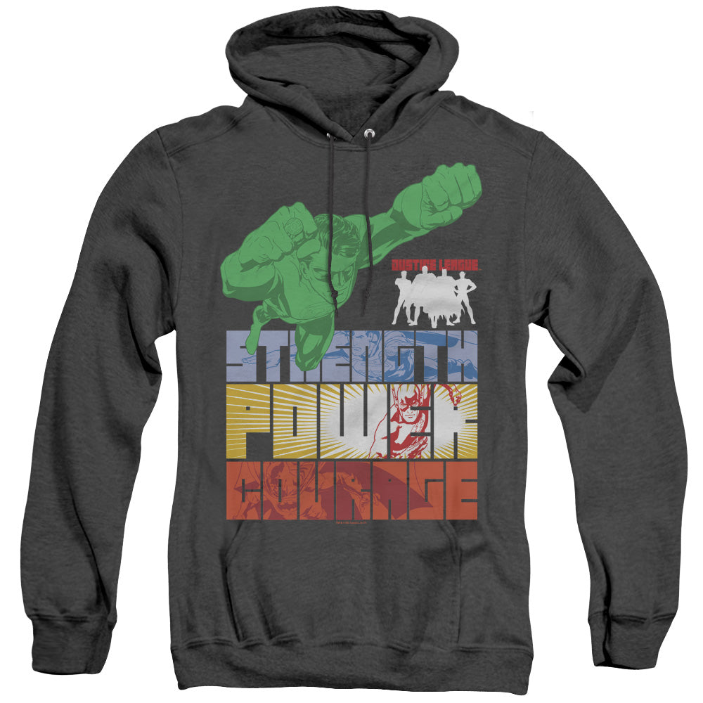 Justice League Heroic Qualities Heather Mens Hoodie Black Officially Licensed