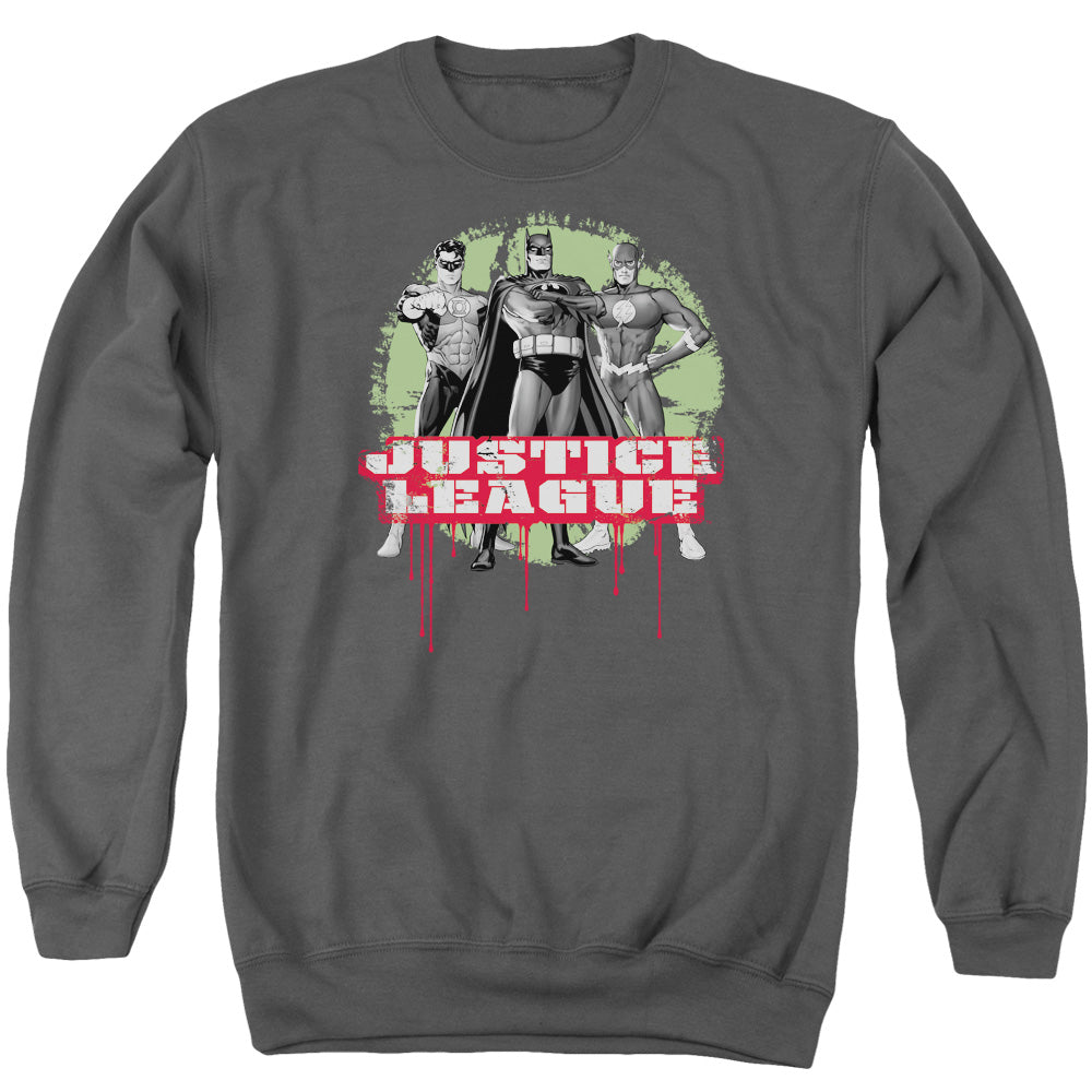 Justice League Justice League Trio Mens Crewneck Sweatshirt Charcoal Officially Licensed