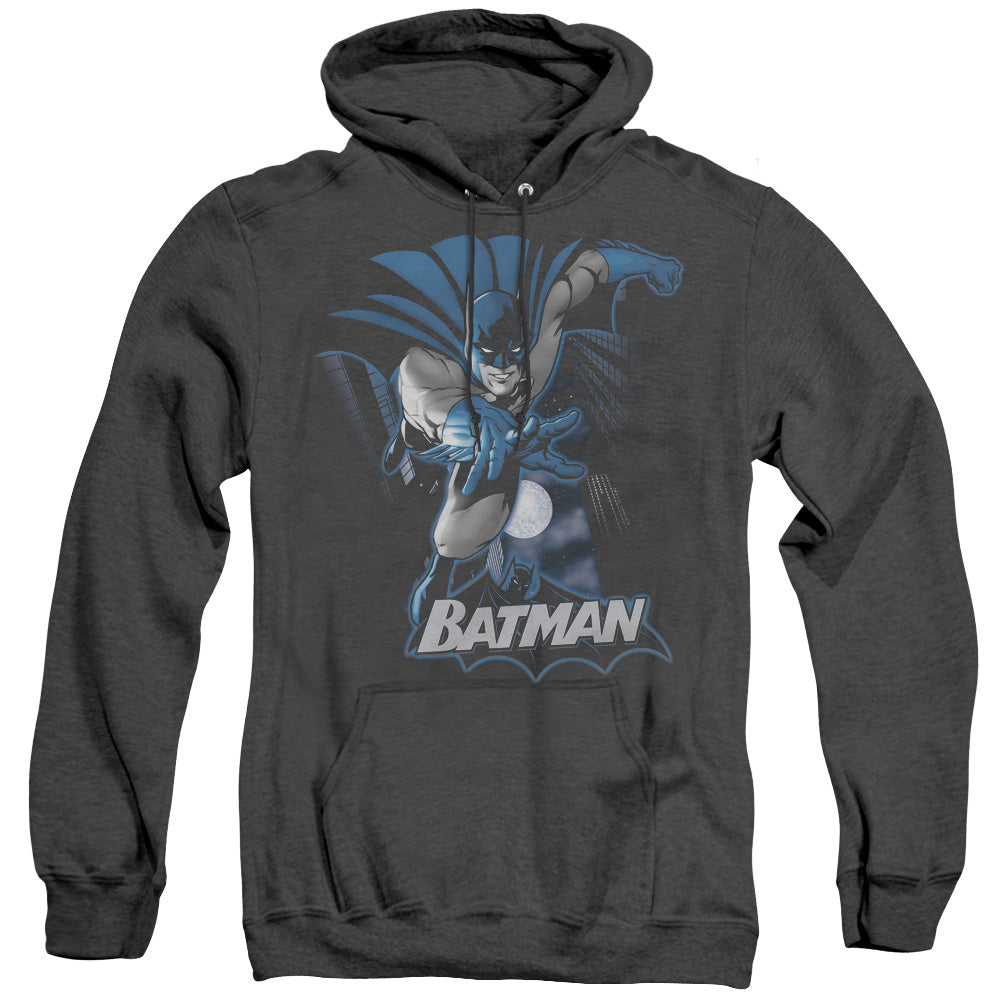 Justice League Batman Blue & Gray Heather Mens Hoodie Black Officially Licensed