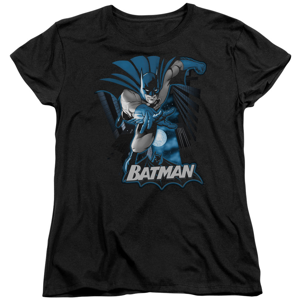 Justice League Batman Blue & Gray Womens T Shirt Black Officially Licensed