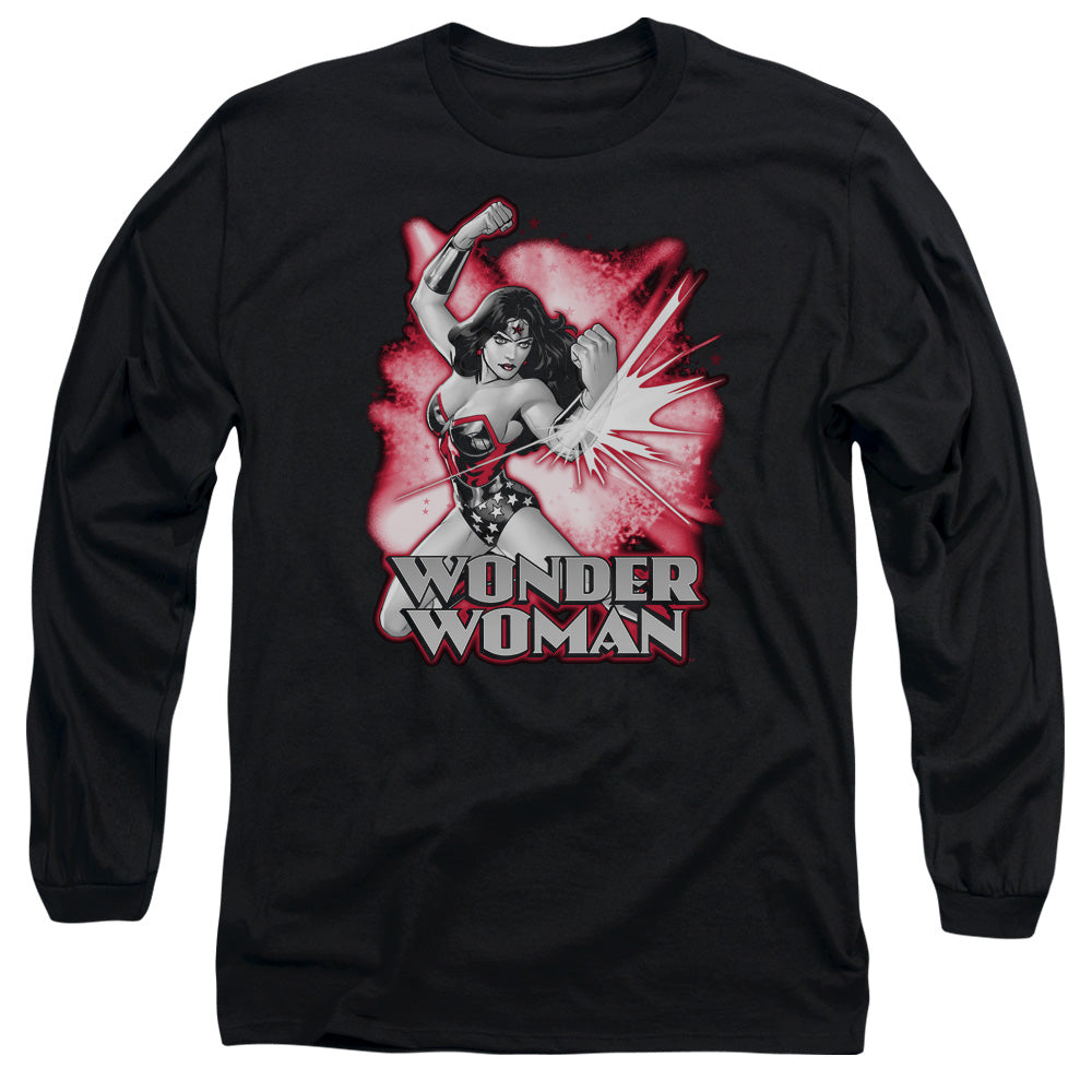 Justice League Wonder Woman Red & Gray Mens Long Sleeve Shirt Black Officially Licensed