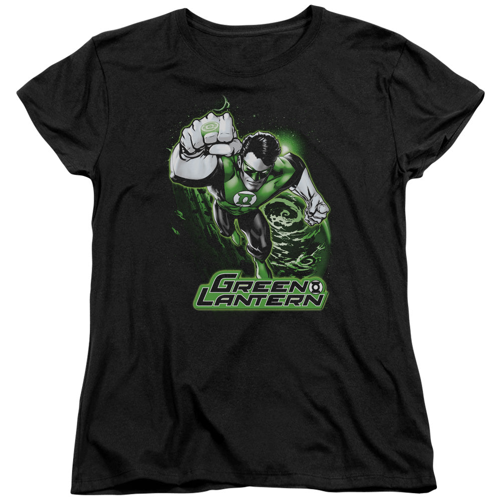 Justice League Green Lantern Green & Gray Womens T Shirt Black Officially Licensed