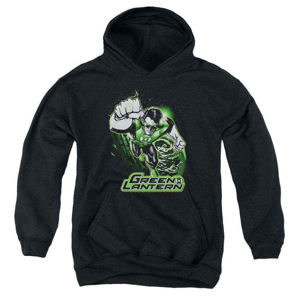 Justice League Green Lantern Green & Gray Kids Youth Hoodie Black Officially Licensed