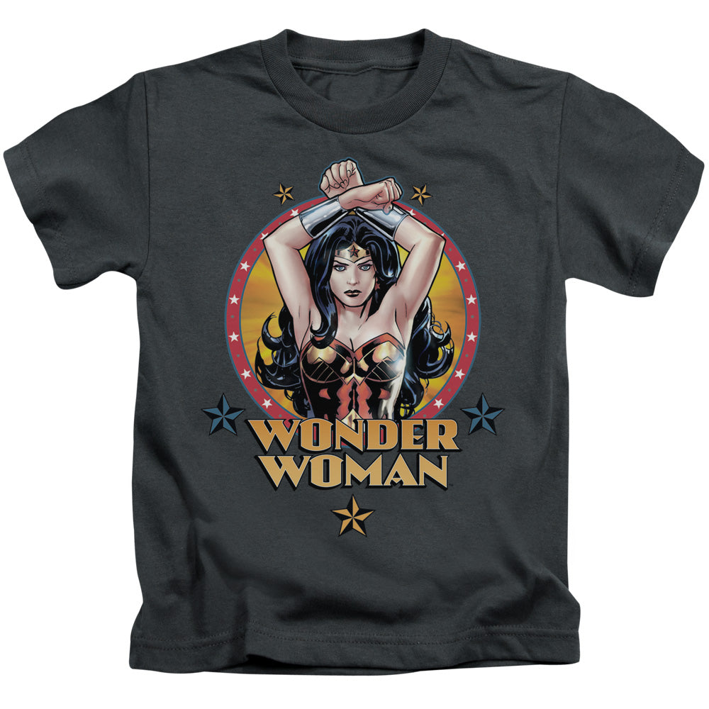 Justice League Powerful Woman Juvenile Kids Youth T Shirt Charcoal Officially Licensed