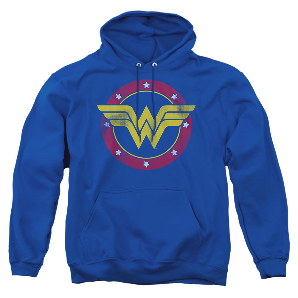 Justice League Wonder Woman Circle Logo Mens Hoodie Royal Blue Officially Licensed