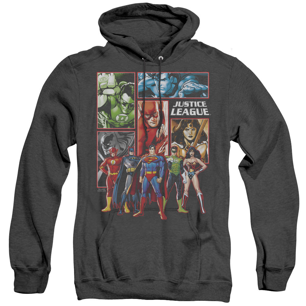 Justice League Justice League Panels Heather Mens Hoodie Black Officially Licensed