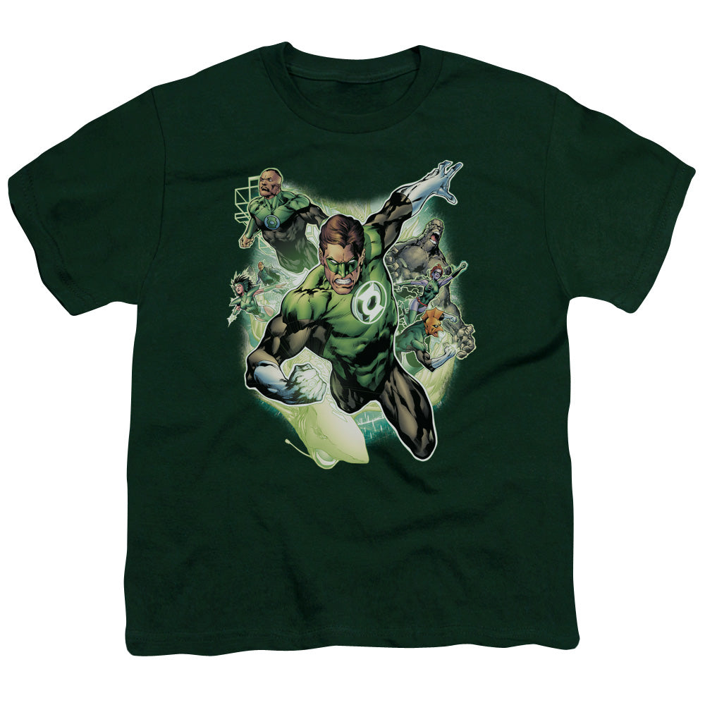 Justice League Flying Corps Kids Youth T Shirt Hunter Green Officially Licensed