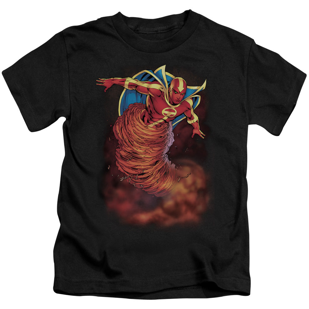 Justice League Tornado Cloud Juvenile Kids Youth T Shirt Black Officially Licensed