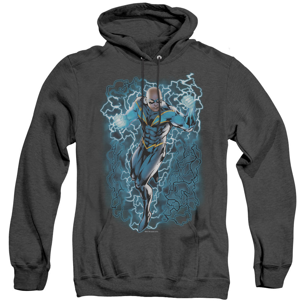 Justice League Black Lightning Bolts Heather Mens Hoodie Black Officially Licensed