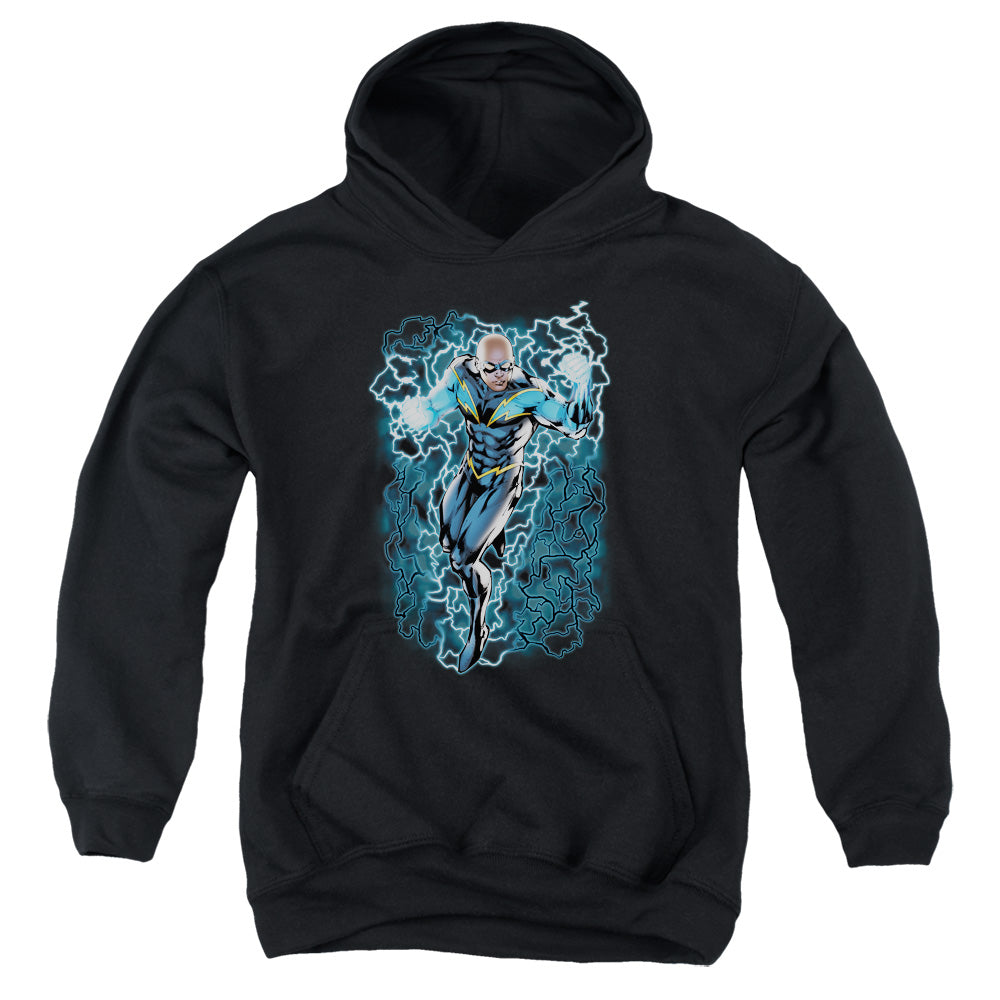 Justice League Black Lightning Bolts Kids Youth Hoodie Black Officially Licensed
