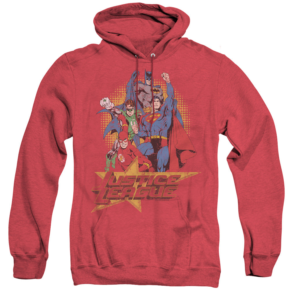 Justice League Raise Your Fist Heather Mens Hoodie Red Officially Licensed