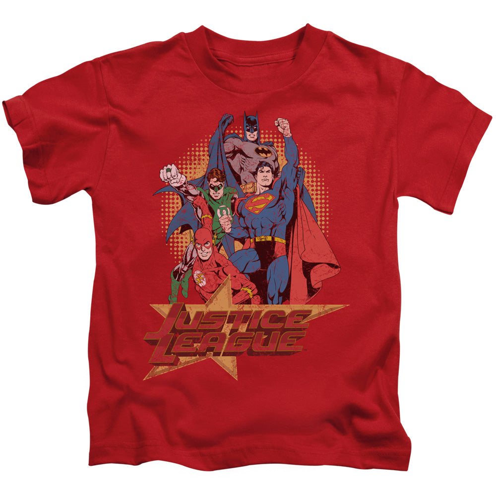 Justice League Raise Your Fist Juvenile Kids Youth T Shirt Red Officially Licensed