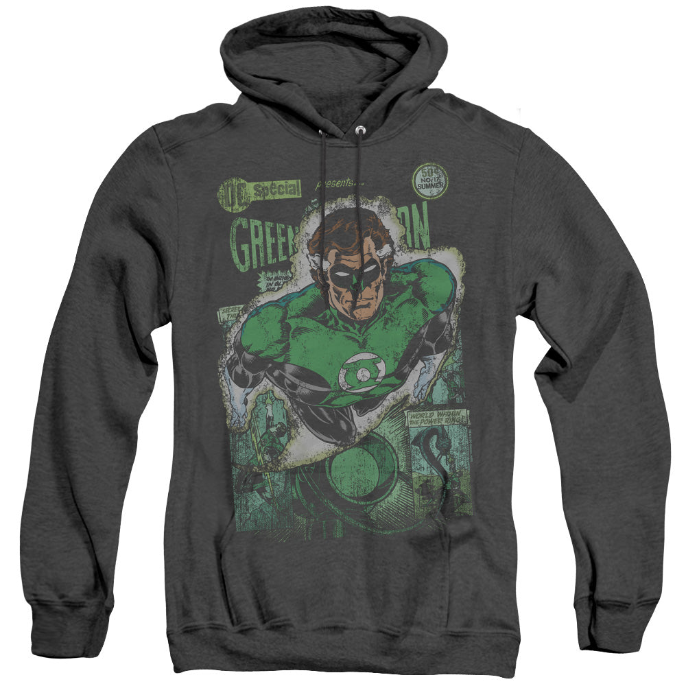 Justice League Green Lantern #1 Distress Heather Mens Hoodie Black Officially Licensed