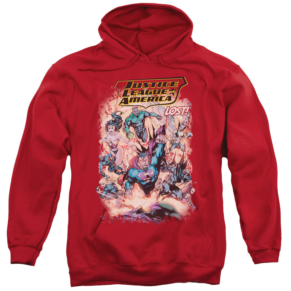 Justice League Lost Mens Hoodie Red Officially Licensed