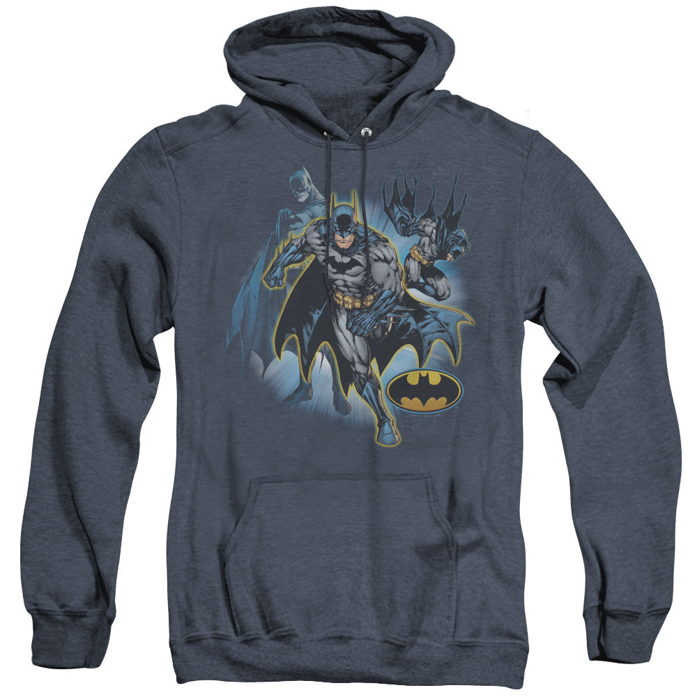 Justice League Of America Batman Collage Heather Mens Hoodie Navy Officially Licensed
