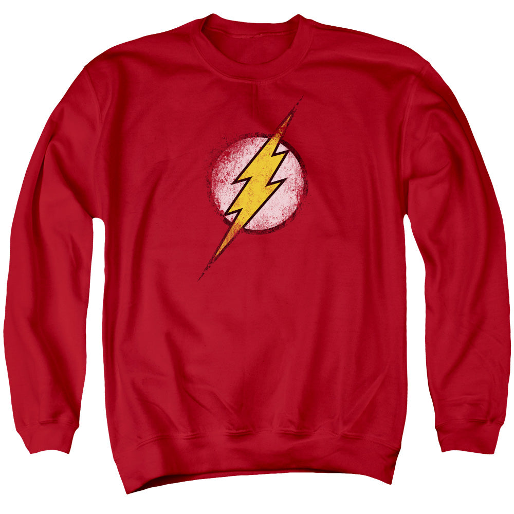 Justice League Destroyed Flash Logo Mens Crewneck Sweatshirt Red Officially Licensed