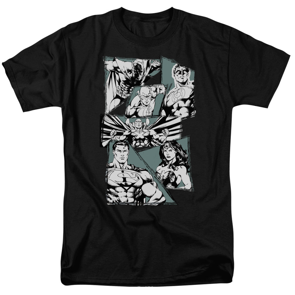 Justice League a Mighty League Mens T Shirt Black Officially Licensed
