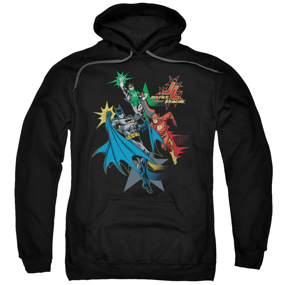 Justice League Action Stars Mens Hoodie Black Officially Licensed