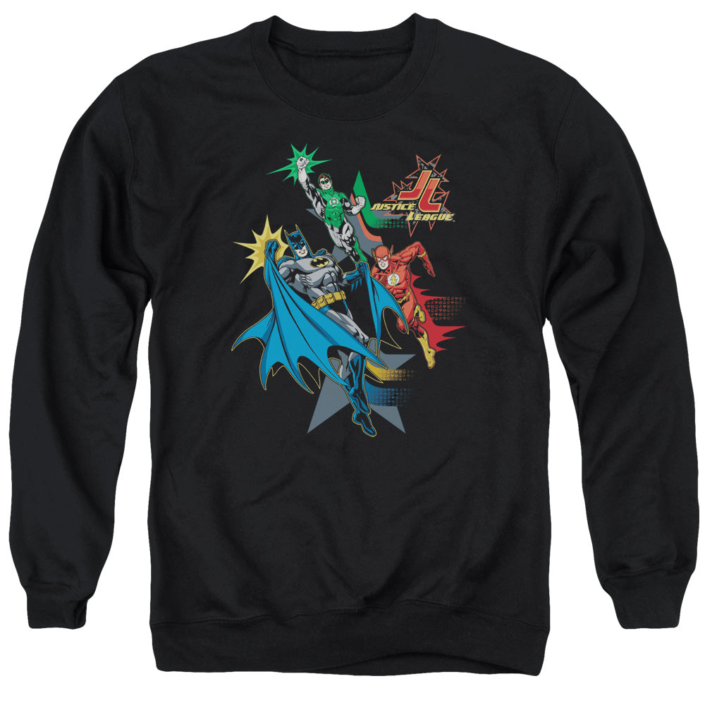 Justice League Action Stars Mens Crewneck Sweatshirt Black Officially Licensed