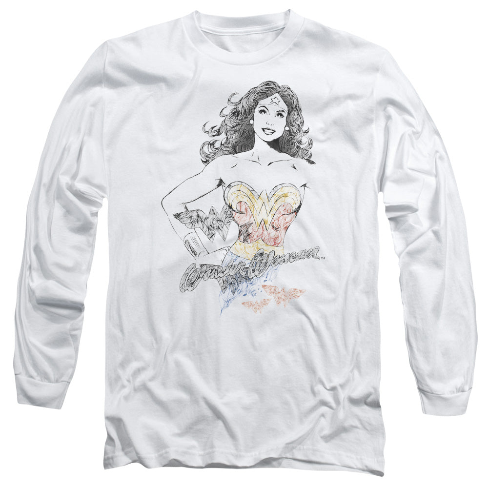 DCO Justice League Wonder Squiggles Mens Long Sleeve Shirt White Officially Licensed
