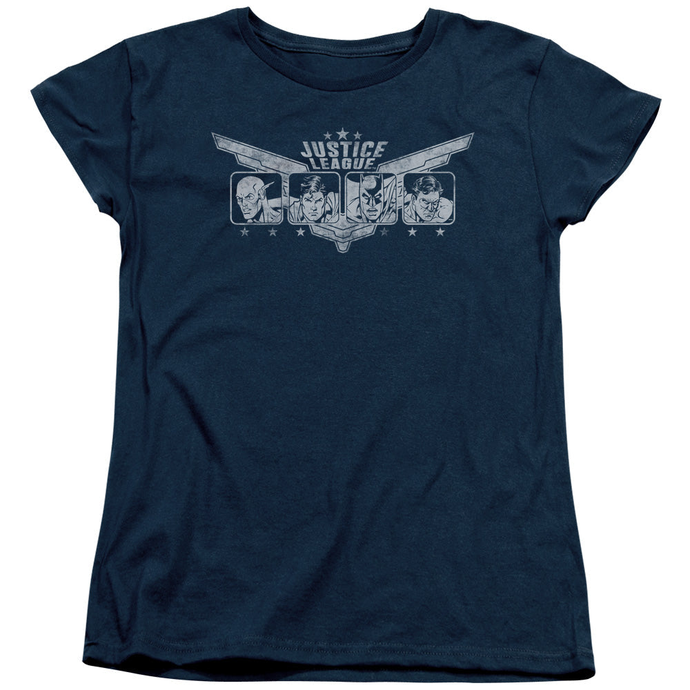 Justice League Justice Wings Womens T Shirt Navy Blue Blue Officially Licensed
