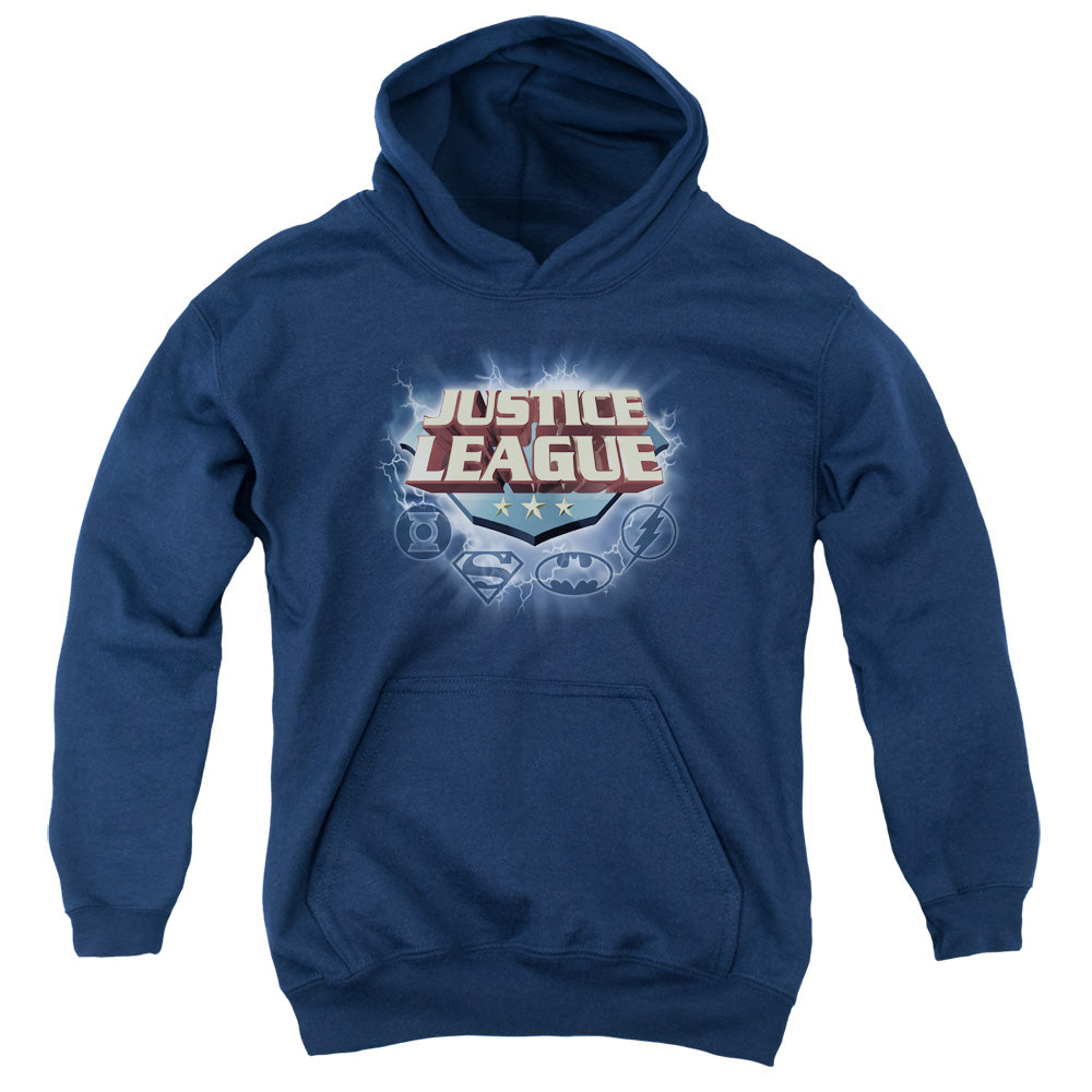 Justice League Storm Logo Kids Youth Hoodie Navy Blue Blue Officially Licensed