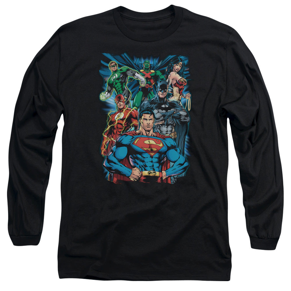 Jla Justice Is Served Mens Long Sleeve Shirt Black Officially Licensed