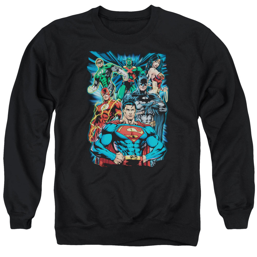 Justice League Justice is Served Mens Crewneck Sweatshirt Black Officially Licensed