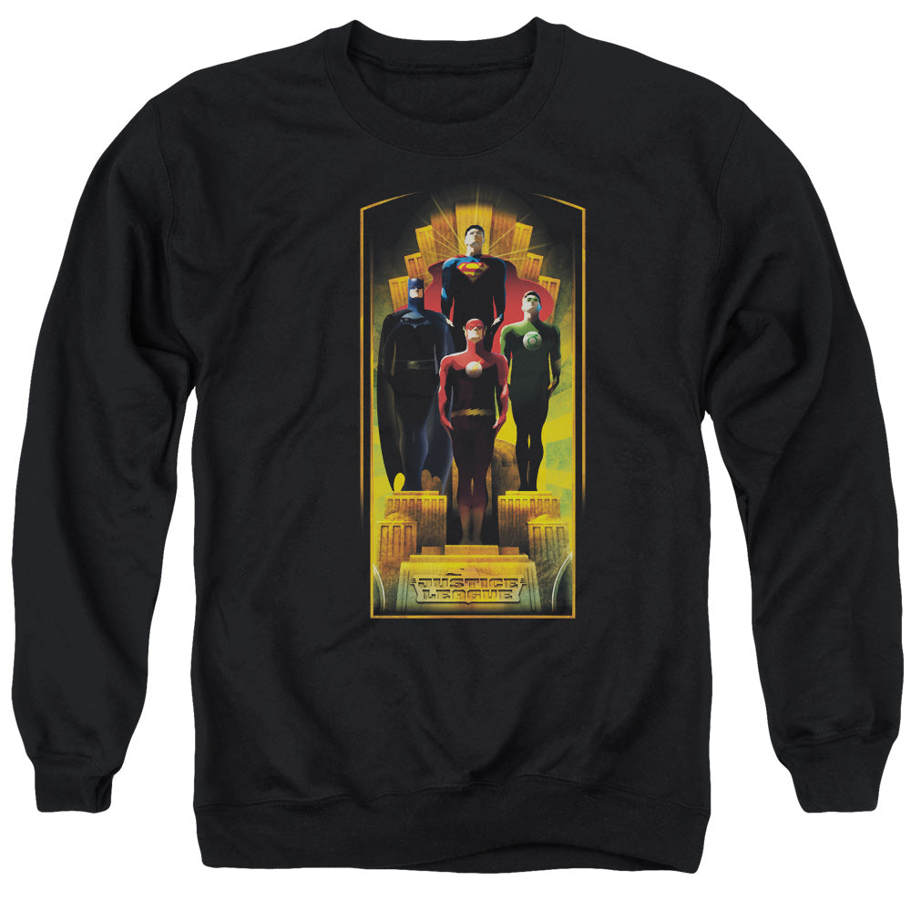 Justice League Of America Deco Mens Crewneck Sweatshirt Black Officially Licensed