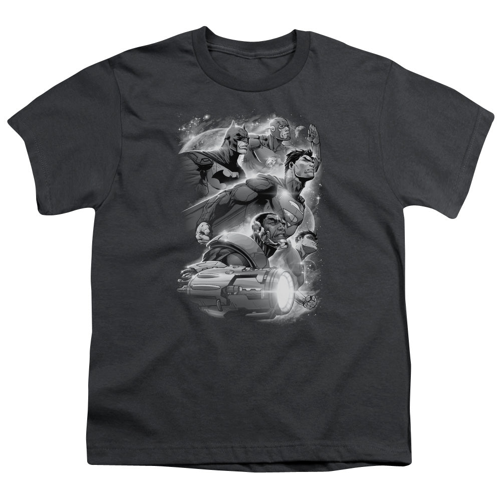 Justice League Atmospheric Kids Youth T Shirt Charcoal Officially Licensed