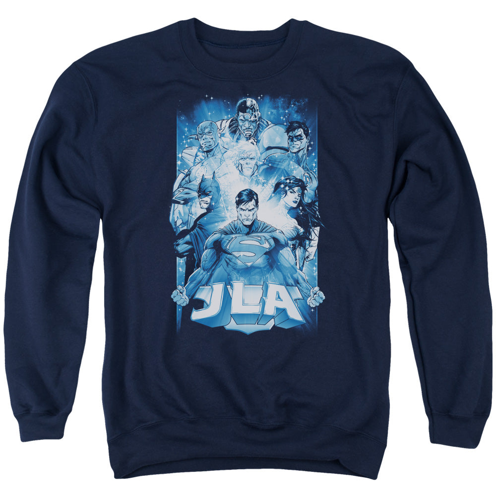Justice League Of America Burst Mens Crewneck Sweatshirt Navy Officially Licensed