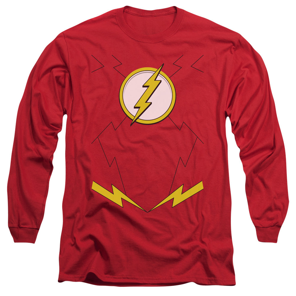 Justice League New Flash Costume Mens Long Sleeve Shirt Red Officially Licensed