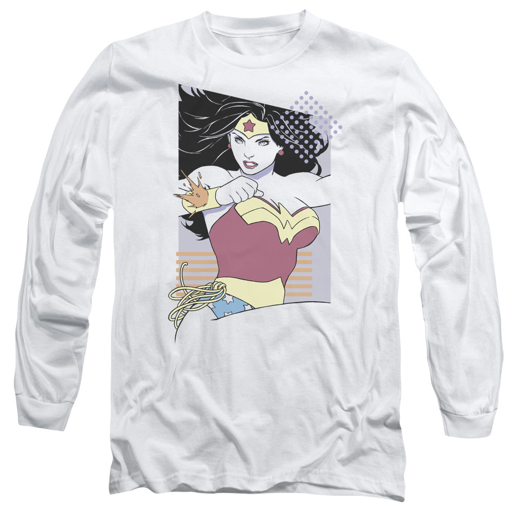 Jla Ww 80S Minimal Mens Long Sleeve Shirt White Officially Licensed