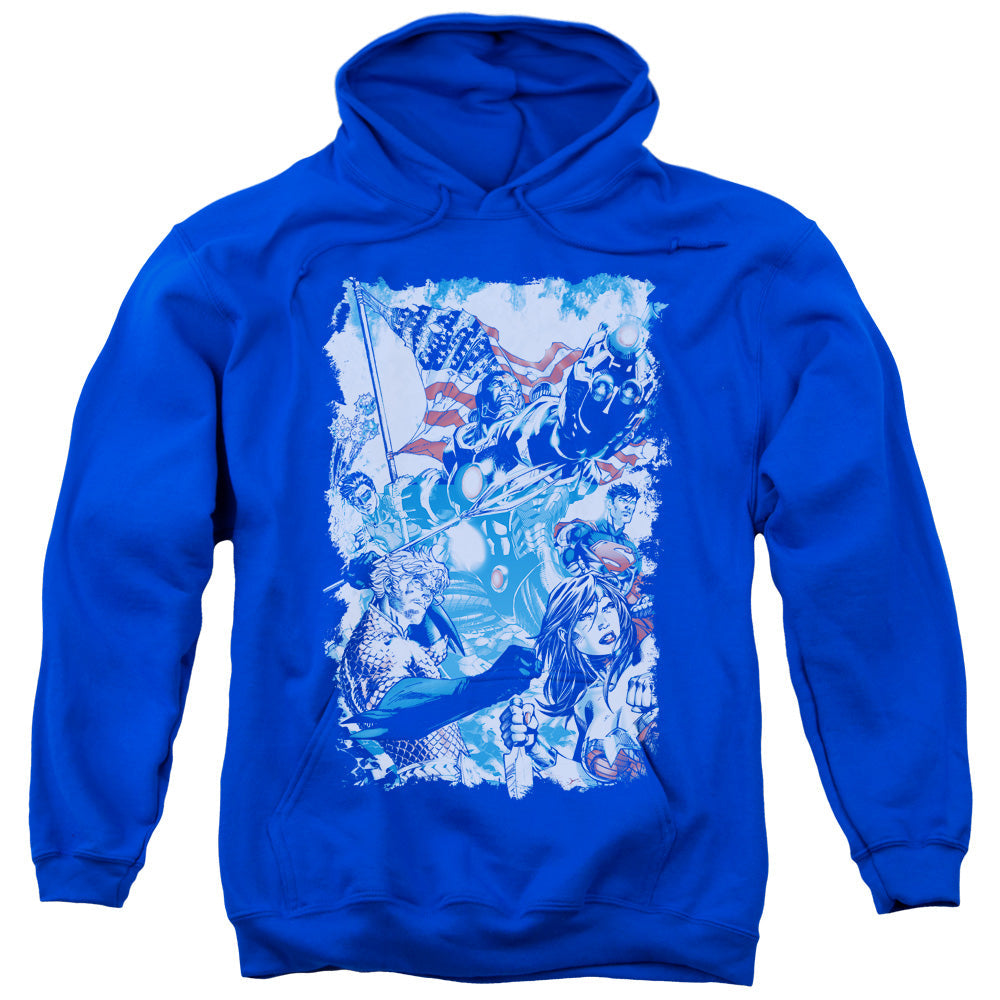Justice League American Justice Mens Hoodie Royal Blue Officially Licensed